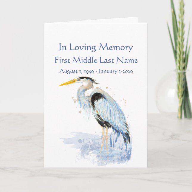 Beerdigung Programm Custom Watercolor Great Blue H (Vorderseite)