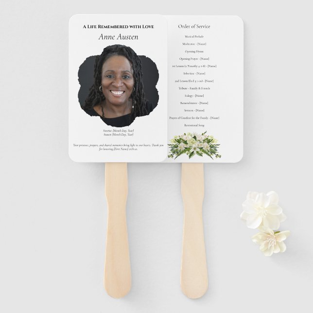 Beerdigung Programm Fan Spirituell & tröstend Fächer (Vorne und Hinten)