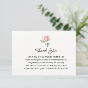 Beerdigung Religiöse Gedenkfeier Rosa Rose Blumen Dankeskarte