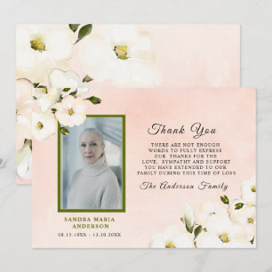 Beerdigung Romantisches Blumenrosa Foto Vielen Dan Dankeskarte