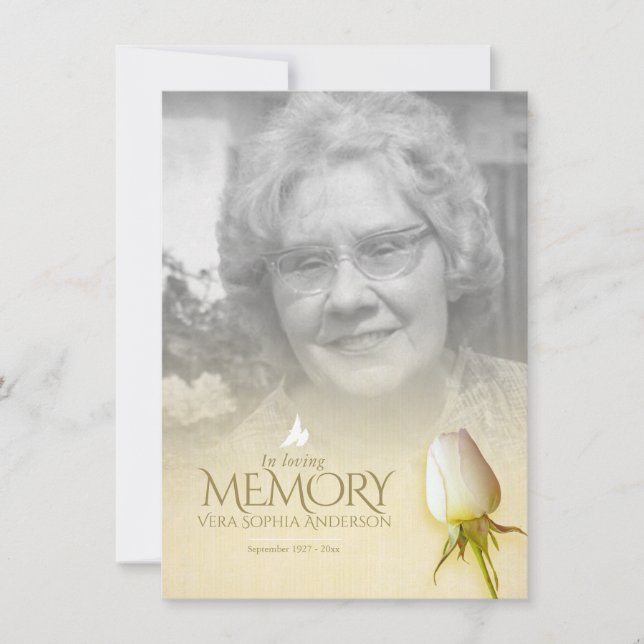 Beerdigung Rosengedicht aus weißem Foto (Vorderseite)