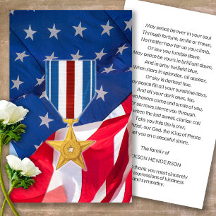 Beerdigung Silver Star Medal Gebet Sympathiekarten