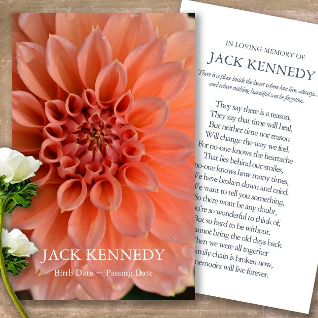 Beerdigung Verlust Dahlia Gedenkstätte Gebet Sympa (Forever in our hearts, celebration of life, in loving memory of, prayer cards for bereavement)