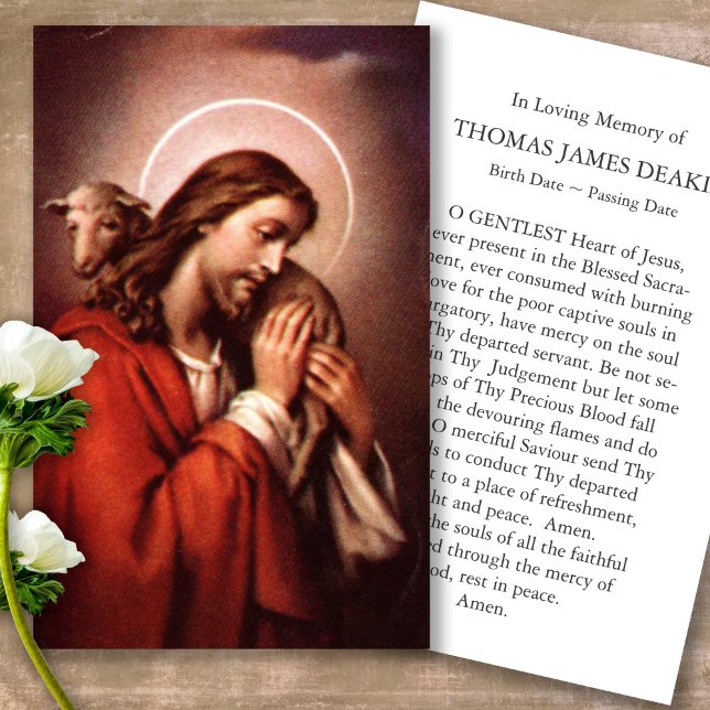 Beerdigung Verlust guter Hirte Gebet Sympathie Kar (catholic, religious, celebration of life, in loving memory of, prayer cards for bereavement)