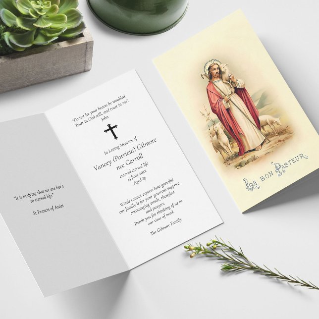 Beerdigung Verlust Jesus Shepherd Gebet Sympathie  (catholic, religious, celebration of life, in loving memory of, prayer cards for bereavement)