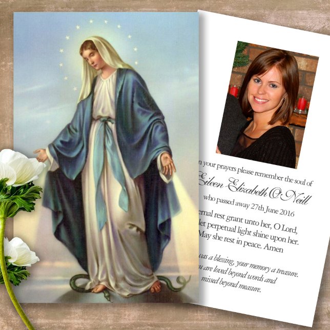 Beerdigung Verlust unser Dame Gebet Sympathiekarte (Forever in our hearts, celebration of life, in loving memory of, prayer cards for bereavement)