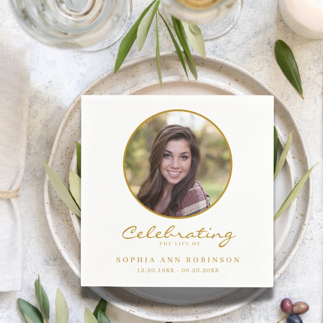 Beerdigung von Life Foto Gold-Script-Beerdigung Serviette (Von Creator hochgeladen)