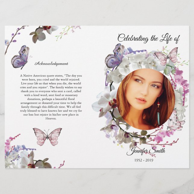 Beerdigung von White Orchids Butterfly Flyer (Vorne)
