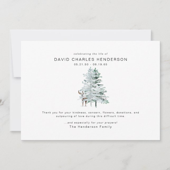 Beerdigung von Woodland Deer Bereavement Danke (Vorderseite)