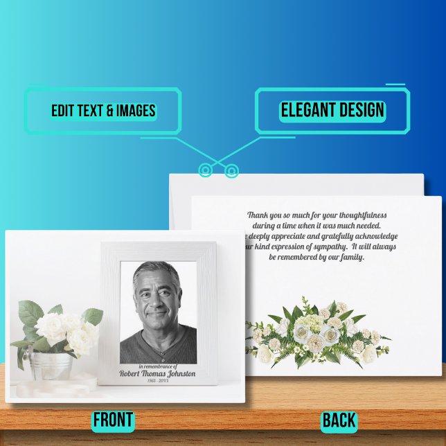 Beerdigung Weiße Blume und Foto Beileid Dankeskarte (Please enjoy our design and see the others in the collection.)