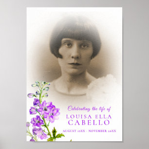 Beerdigungsdenkmal lila Delphinium Foto Poster