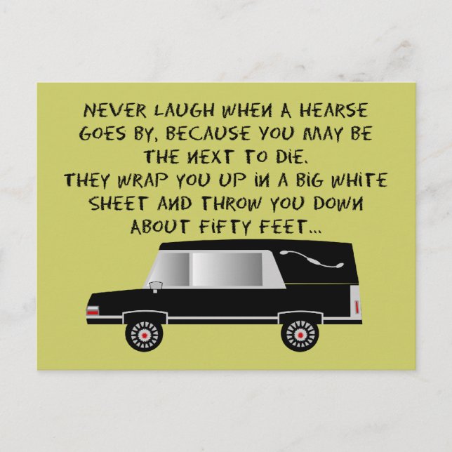 Beerdigungsdirektor/Mortiker Funny Hearse Design Postkarte (Vorderseite)
