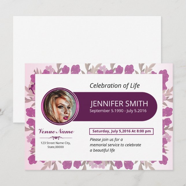 Beerdigungskarte Ankündigung (Vorne/Hinten)