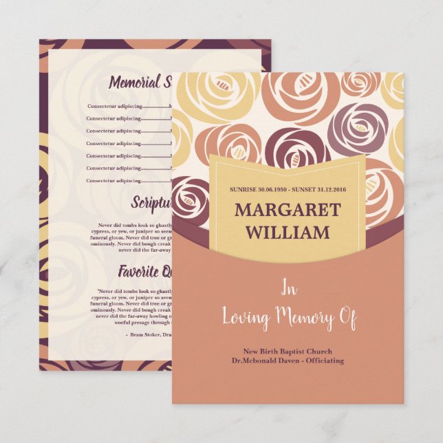 Beerdigungskarte Einladung (Vorne/Hinten)