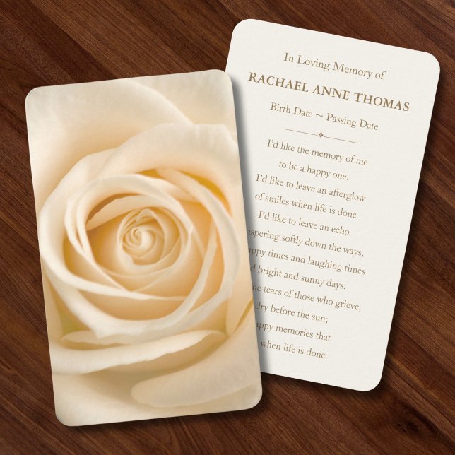 Beerdigungskarte für die Blumenbeerdigung Rose Visitenkarte (Floral Rose Memorial Card)