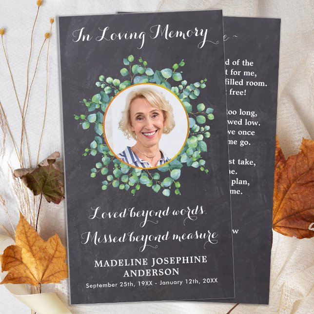 Beerdigungskarte Rustikales Elegantes Grün Telefonnummerkarte (Von Creator hochgeladen)