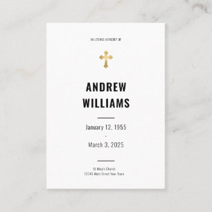 Beerdigungskarte Schwarz-Weiß Visitenkarte