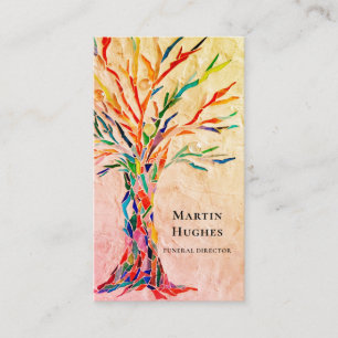 Beerdigungsleiter Baum des Lebens Beige Visitenkarte