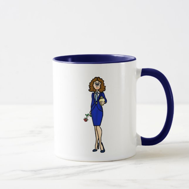 Beerdigungsleiterin bei der Tasse Urn (Rechts)