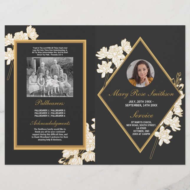 Beerdigungsorden des Lebenslebens Dunkle Blüte Flyer (Vorne)