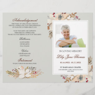 Beerdigungsprogramm für Wasserfarben   In Love Mem Flyer