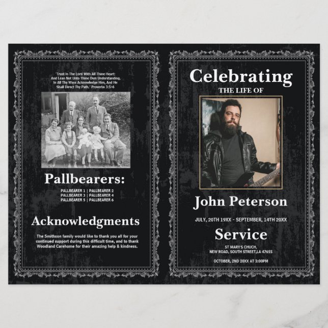 Beerdigungsreihenfolge Gothic Rock Black Design Flyer (Vorne)