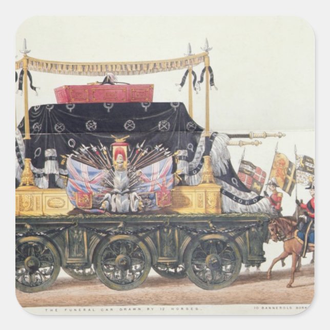 Beerdigungswagen des Herzogs von Wellington, 1853 Quadratischer Aufkleber (Vorderseite)