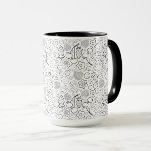 Beere Erdbeere Kirsche Schwarz Handgezeichnet Mode Tasse