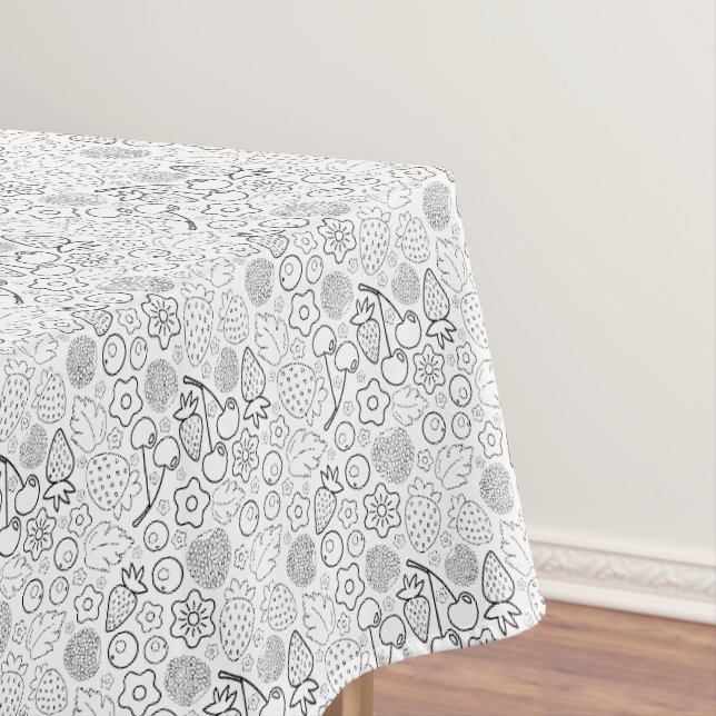 Beere Erdbeere Kirsche Schwarz Handgezeichnet Mode Tischdecke (Beispiel)