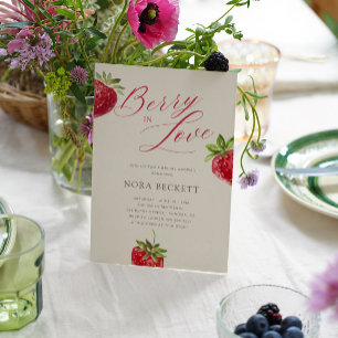 Beere in Liebe Aquarell Erdbeere Brautdusche Einladung
