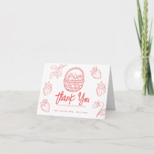 Beere in Liebe Handgezeichnete Erdbeere Hochzeitsd Dankeskarte