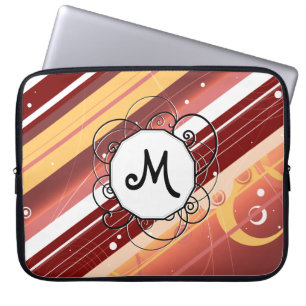 Beere küsst Modern-Retro Streifen mit Monogramm Laptopschutzhülle
