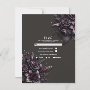 Beere Lila Schwarze Lilie Rose Florale Hochzeit RS Einladung