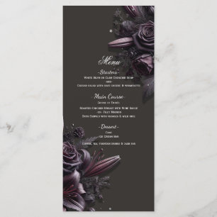 Beere Lila Schwarze Lilie Rose Florales Hochzeitsm Menükarte