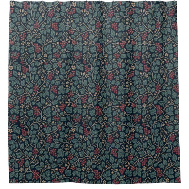 Beere und grünes Blatt  Duschvorhang (Vorderseite)