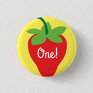 Beeren-1. Geburtstags-niedliche Erdbeerbuntes Mod Button