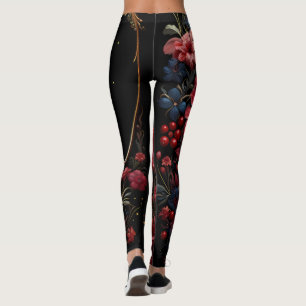 Beeren, Blume, Mitternacht Leggings