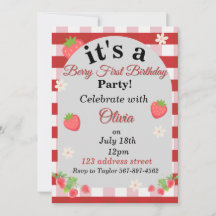 Beeren-Einladung zum ersten Geburtstag