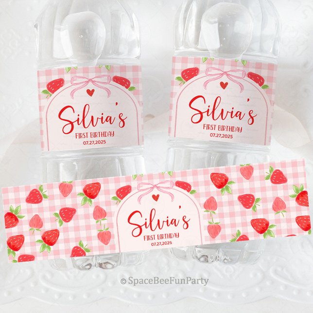 Beeren-Erdbeere (berry strawberry water bottle label, strawberry water bottle label, berry party drink label, strawbe)