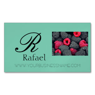 Beeren Frucht Elegant Name Monogramm Geschäft Magnetische Visitenkarte