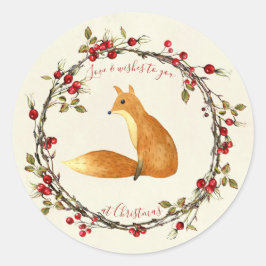 Beeren-Kranzfuchs-Aufkleberaufkleber der frohen Runder Aufkleber
