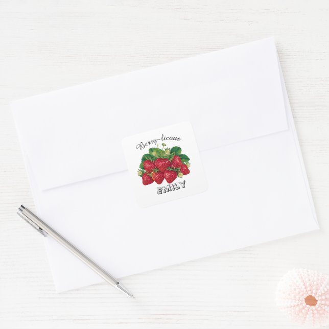 Beeren-lecker Quadratischer Aufkleber (Umschlag)