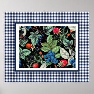 Beeren-Medley auf Land-Gingham Poster
