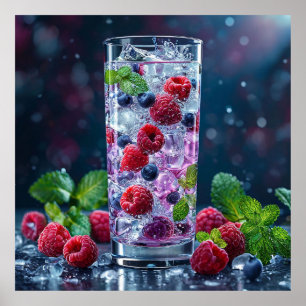 🍹 Beeren-Minze-Sprudelgetränk-Wandkunst für die K Poster