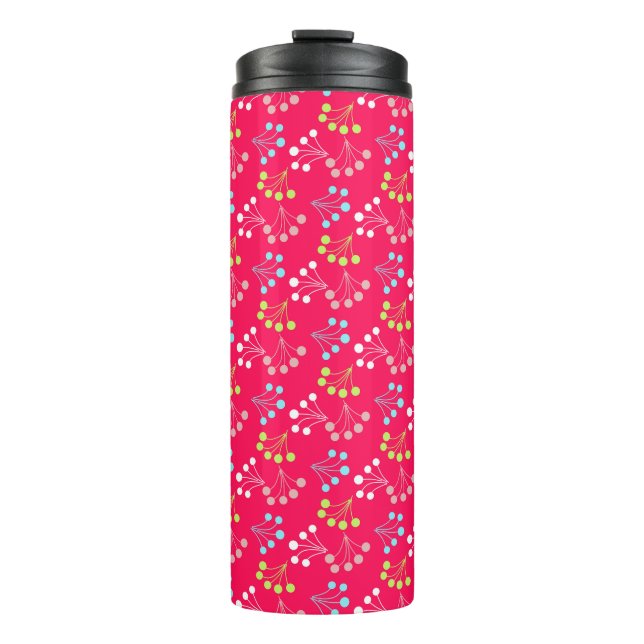 Beeren mit fester Farbe, einfaches Muster, Retro-6 Thermosbecher (Vorderseite)