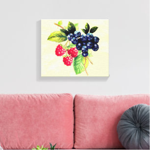 Beeren Rasberry und Blueberry Leinwanddruck