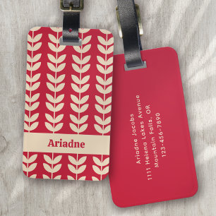 Beeren-Retro-Vibe-Blattmuster-Monogramm Gepäckanhänger