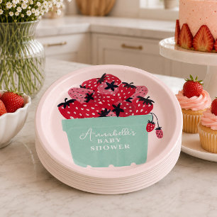 Beeren süße Baby Shower Papier Teller Erdbeere