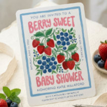 Beeren süße Babyparty-Einladung | Erdbeere