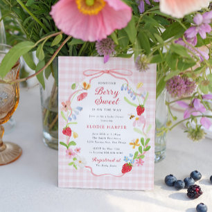 Beeren süße Blumen-Strawberry-Baby-Party Einladung
